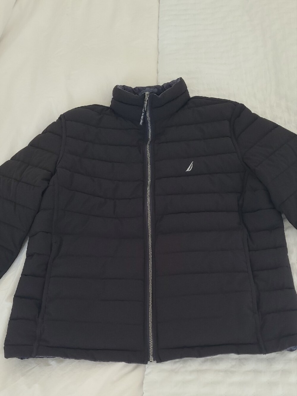 Nautica Men's Reversible Quilted Puffer Jacket - Black & Grey Camo - Size XL
